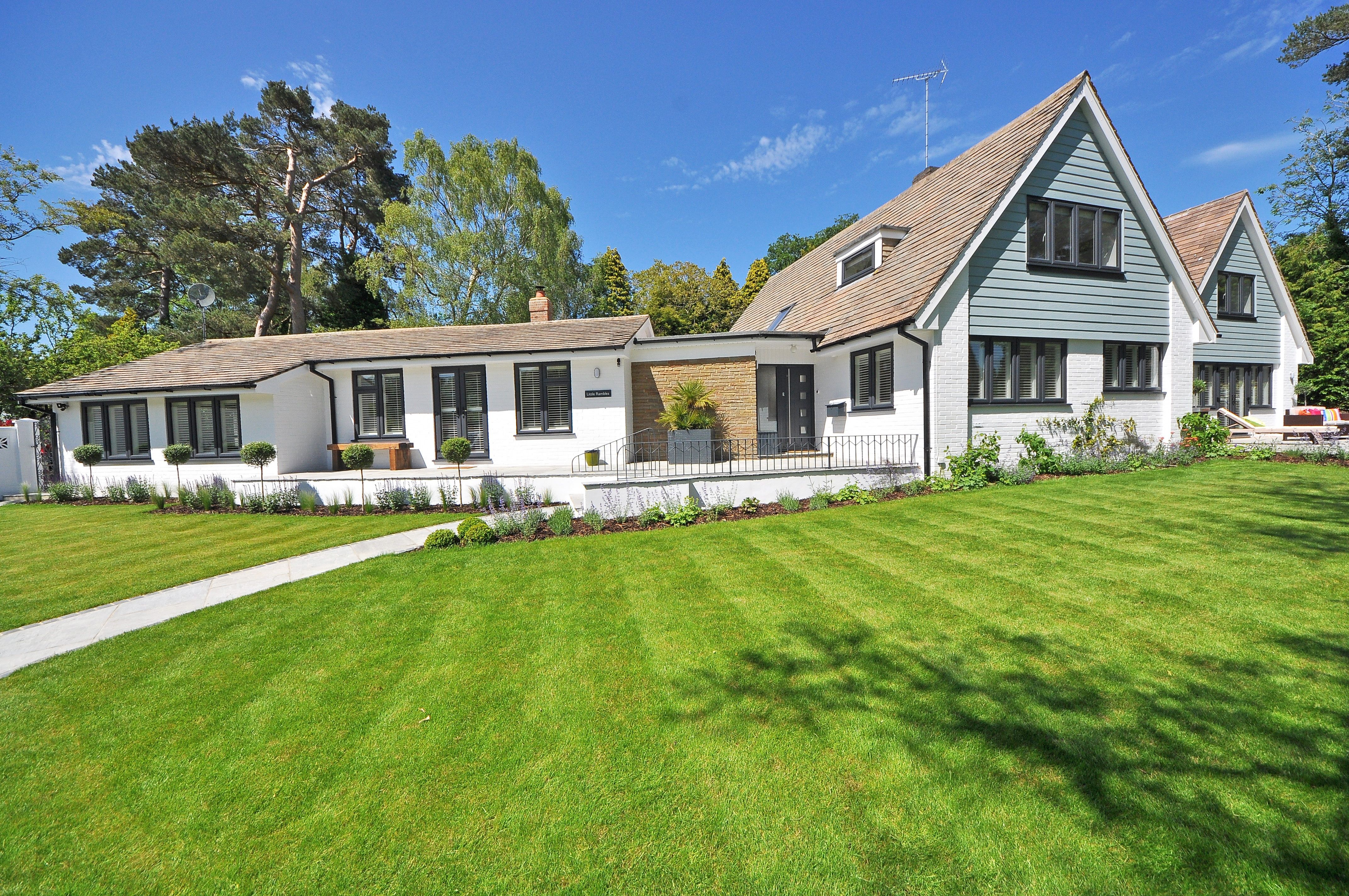 Well-kept residential lawn and garden