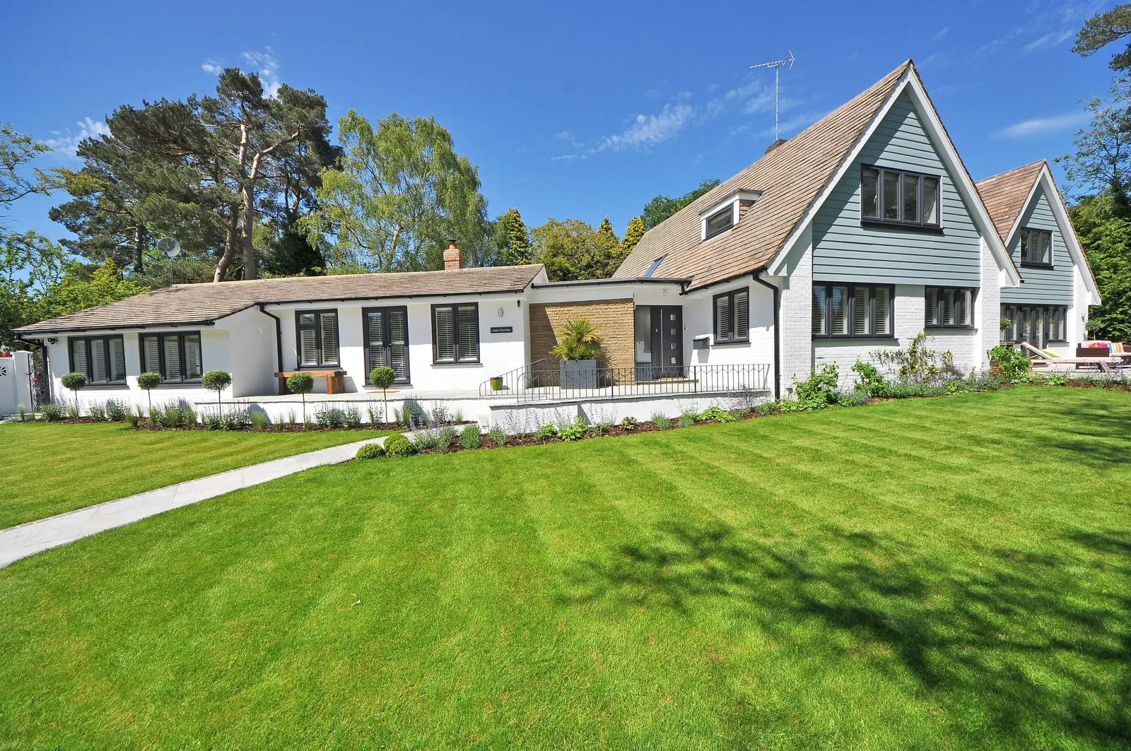 Well-kept residential lawn and garden